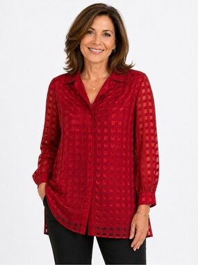 Alia Red Sheer‎ Blouse